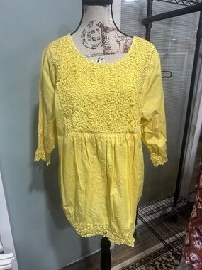 Blair Bright Yellow Crochet-Accent Tunic